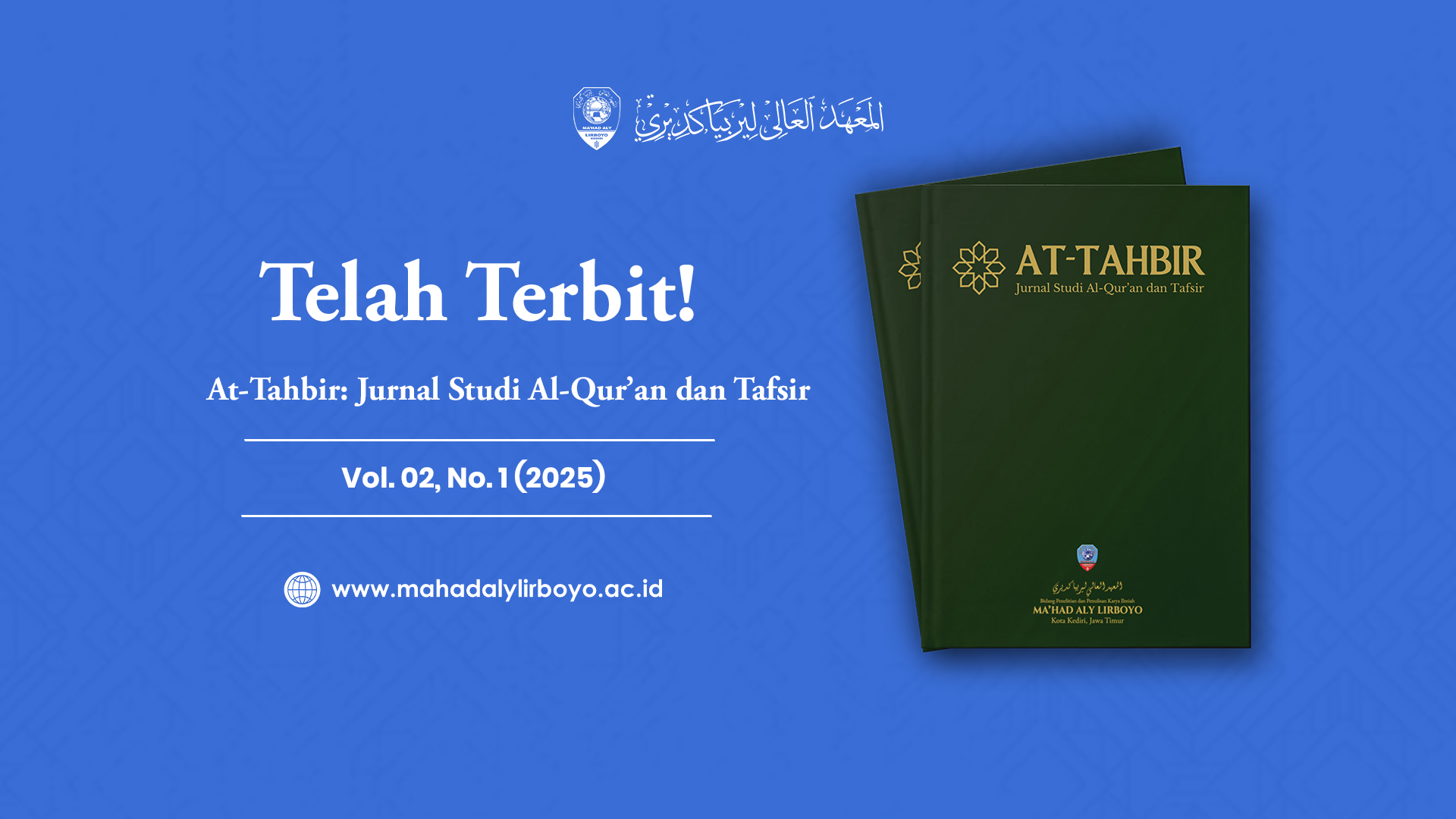 Jurnal At-Tahbir Edisi November 2025 Terbit: Suguhkan Lima Artikel Terbaru Studi Al-Qur’an dan Tafsir